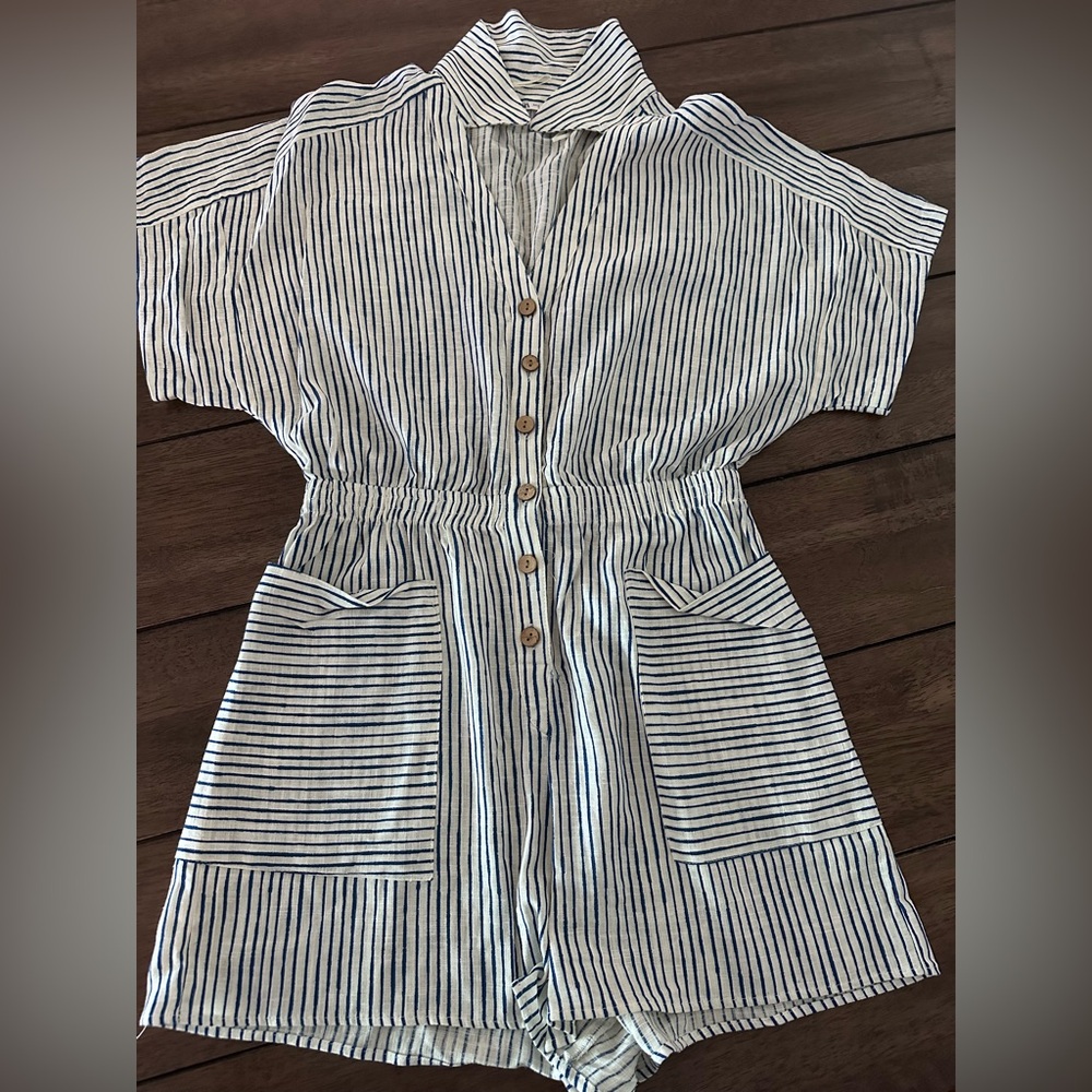 Striped Button-Down Romper - image 2